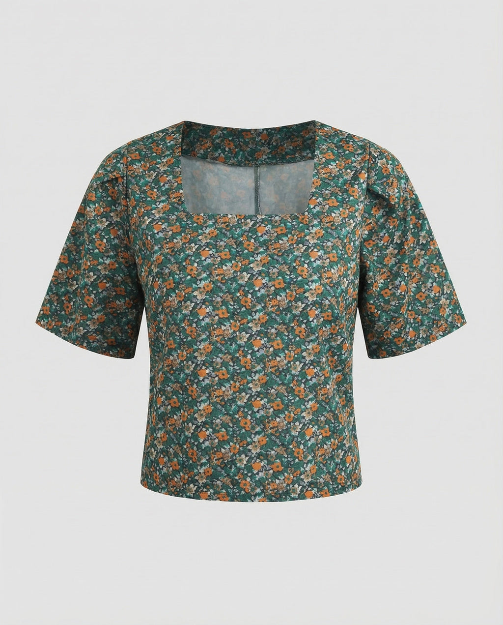 Women's Boxy Short Sleeve Mixed Material Girl Blouse Top