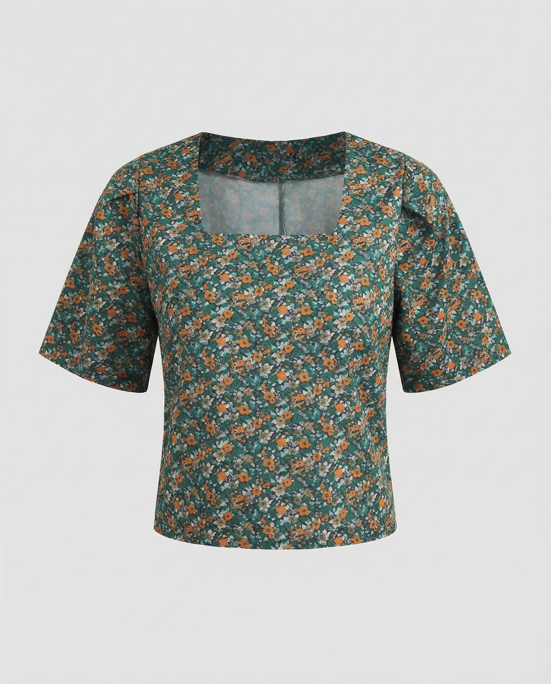 Women's Boxy Short Sleeve Mixed Material Girl Blouse Top