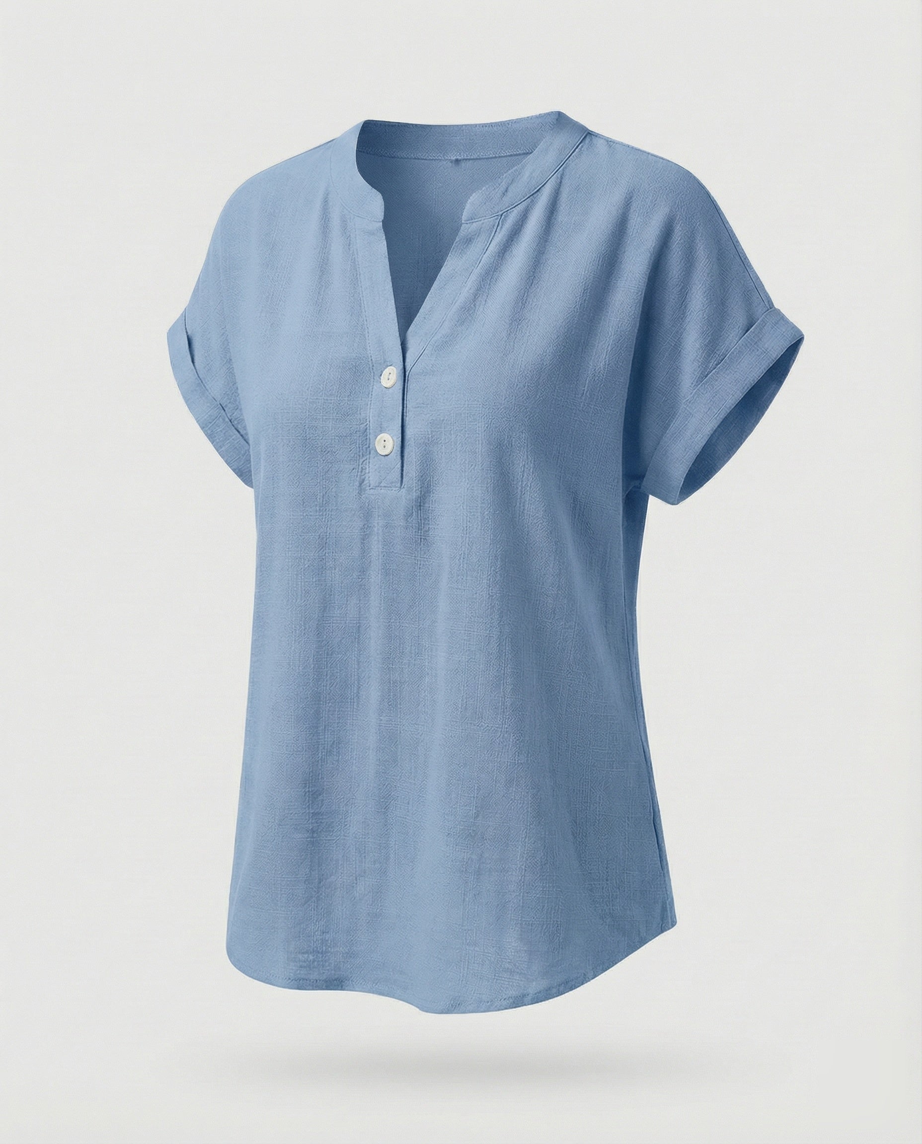 Women's Loose V-Neck Mixed Fabric Girl Blouse Shirt