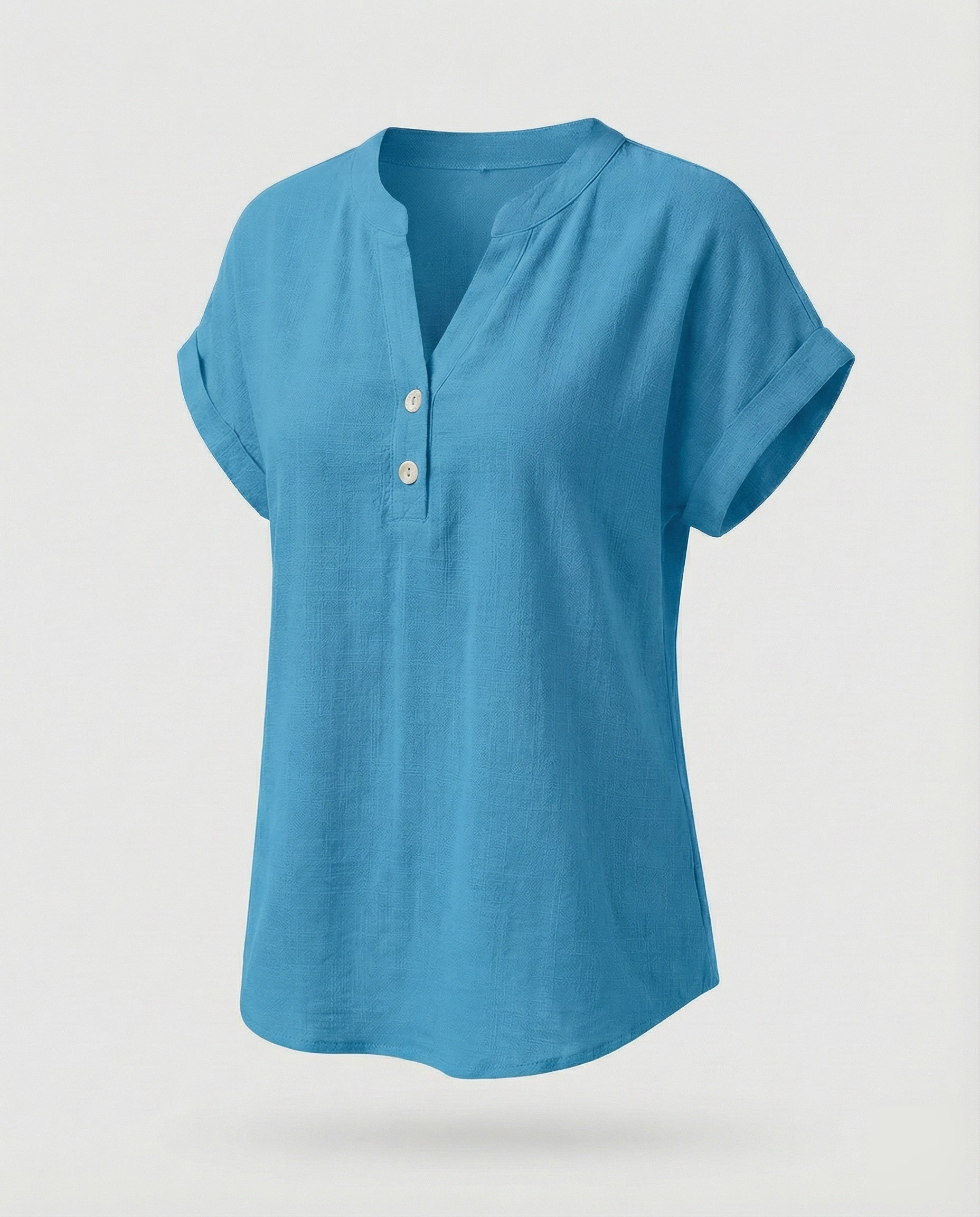 Women's Loose V-Neck Mixed Fabric Girl Blouse Shirt