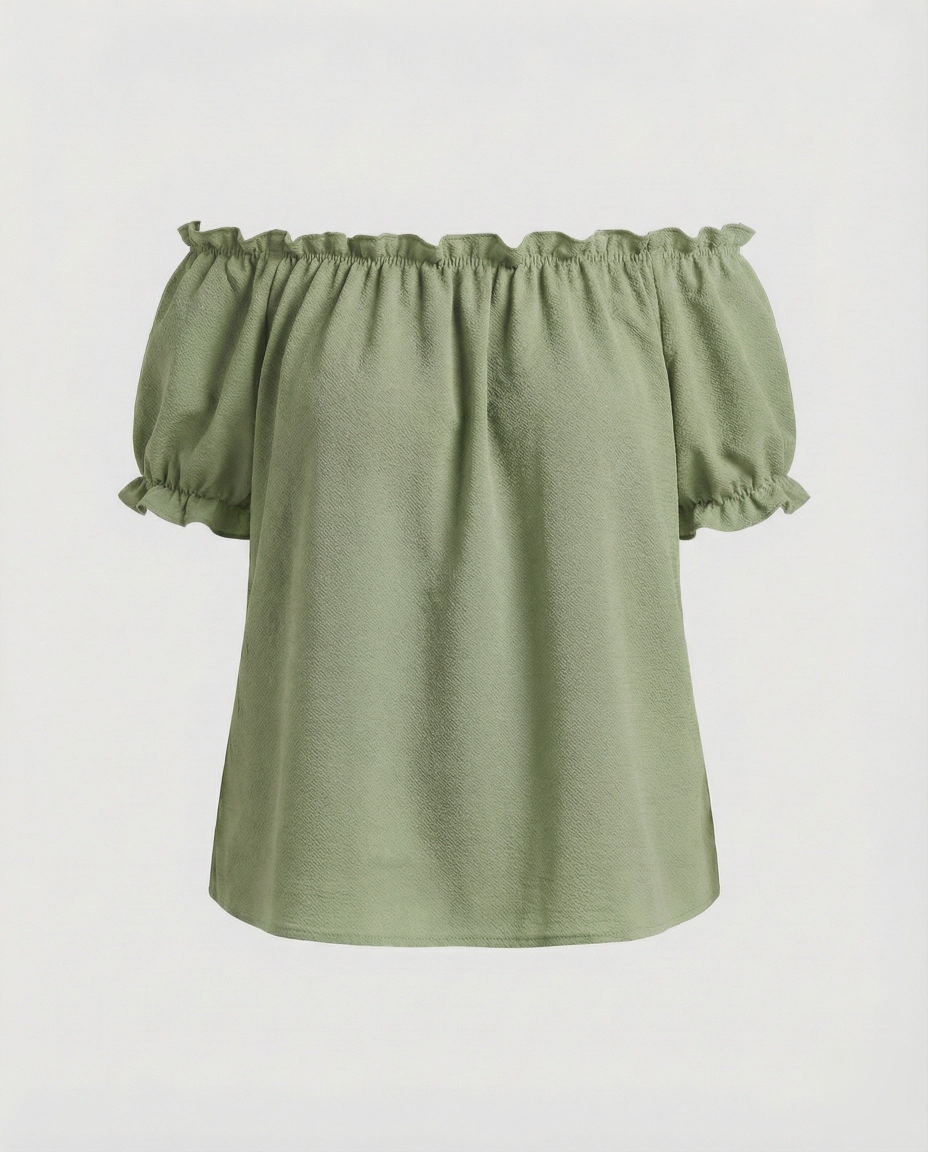 Women's Ruched Neck Puff Sleeve Blouse Top