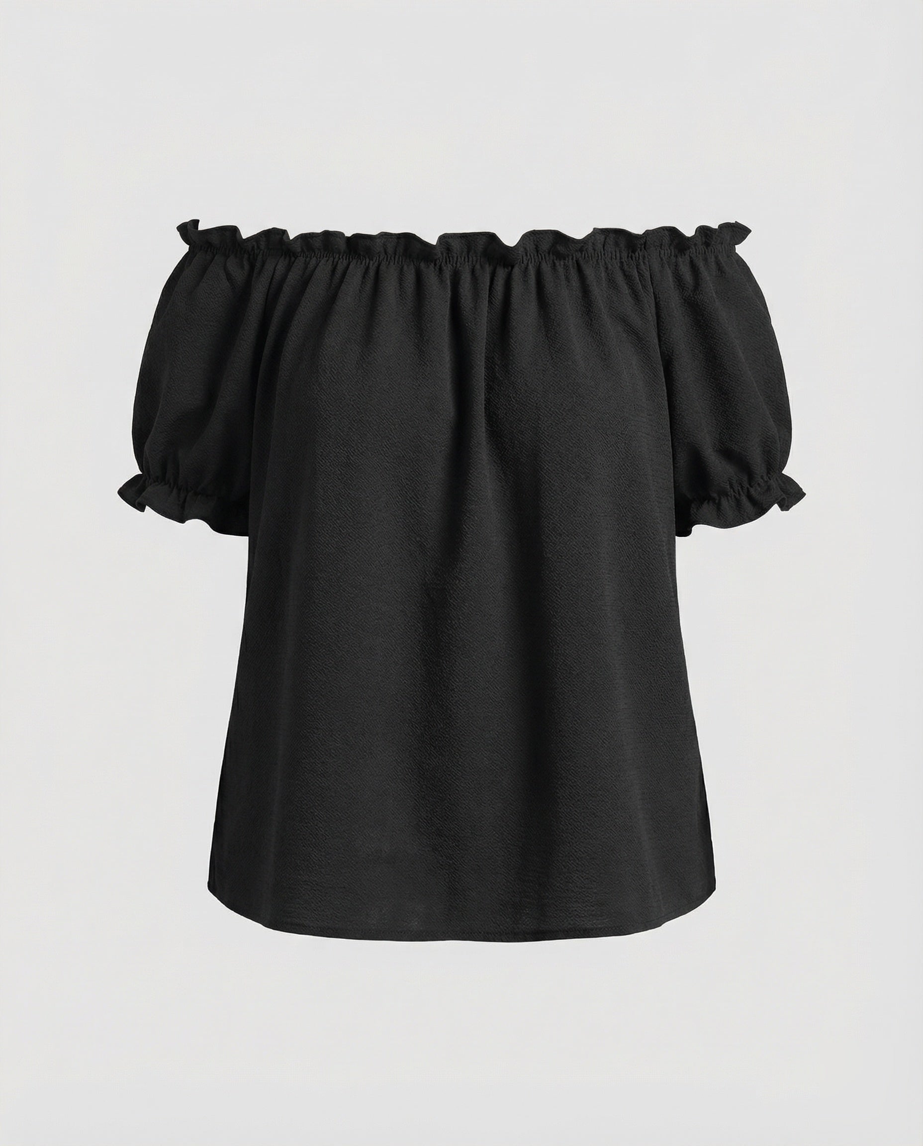 Women's Ruched Neck Puff Sleeve Blouse Top