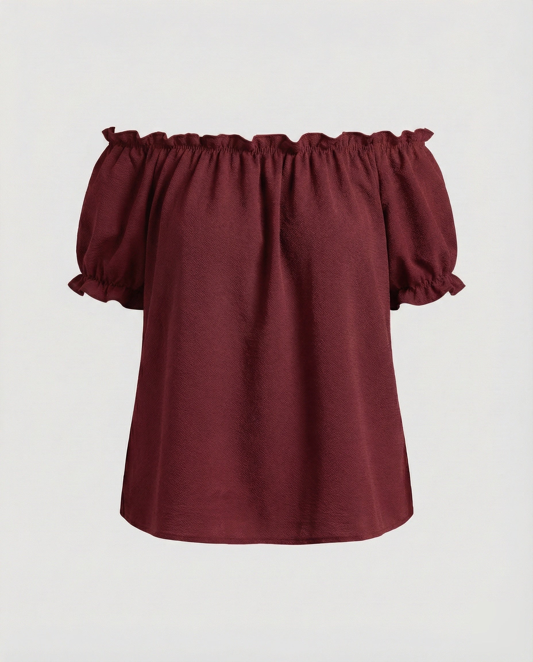 Women's Ruched Neck Puff Sleeve Blouse Top