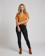 Women's Boxy Crochet Lace Mixed Country Girl Blouse Top - Front View