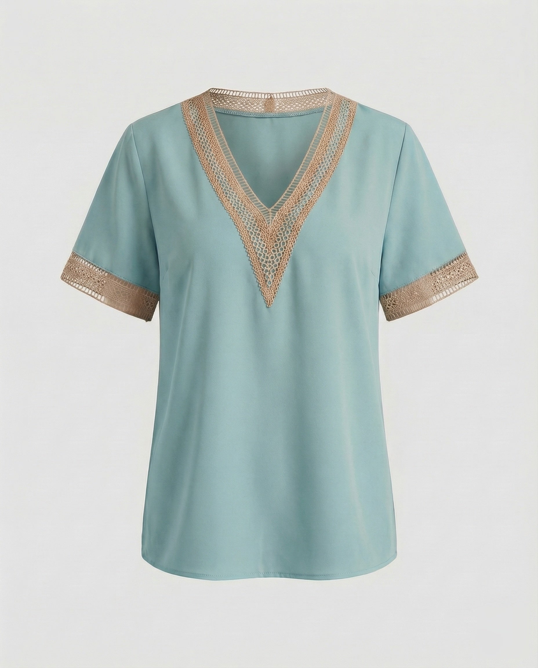 Women's Boxy Crochet Lace Mixed Country Girl Blouse Top