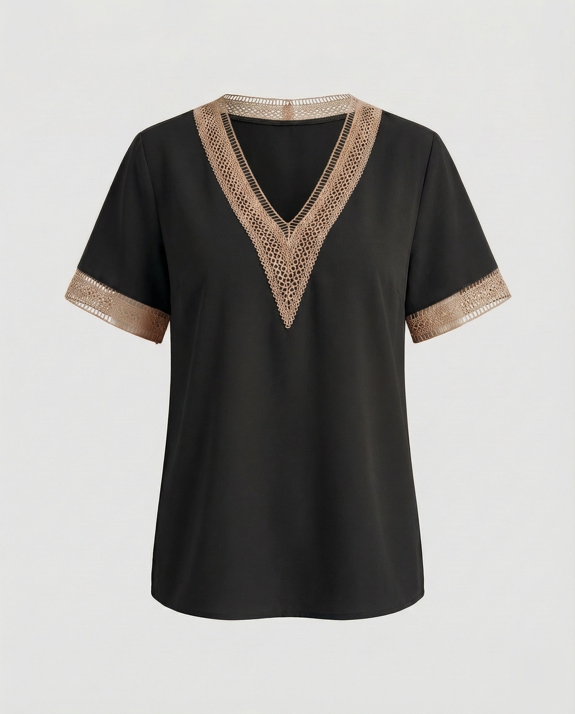 Women's Boxy Crochet Lace Mixed Country Girl Blouse Top