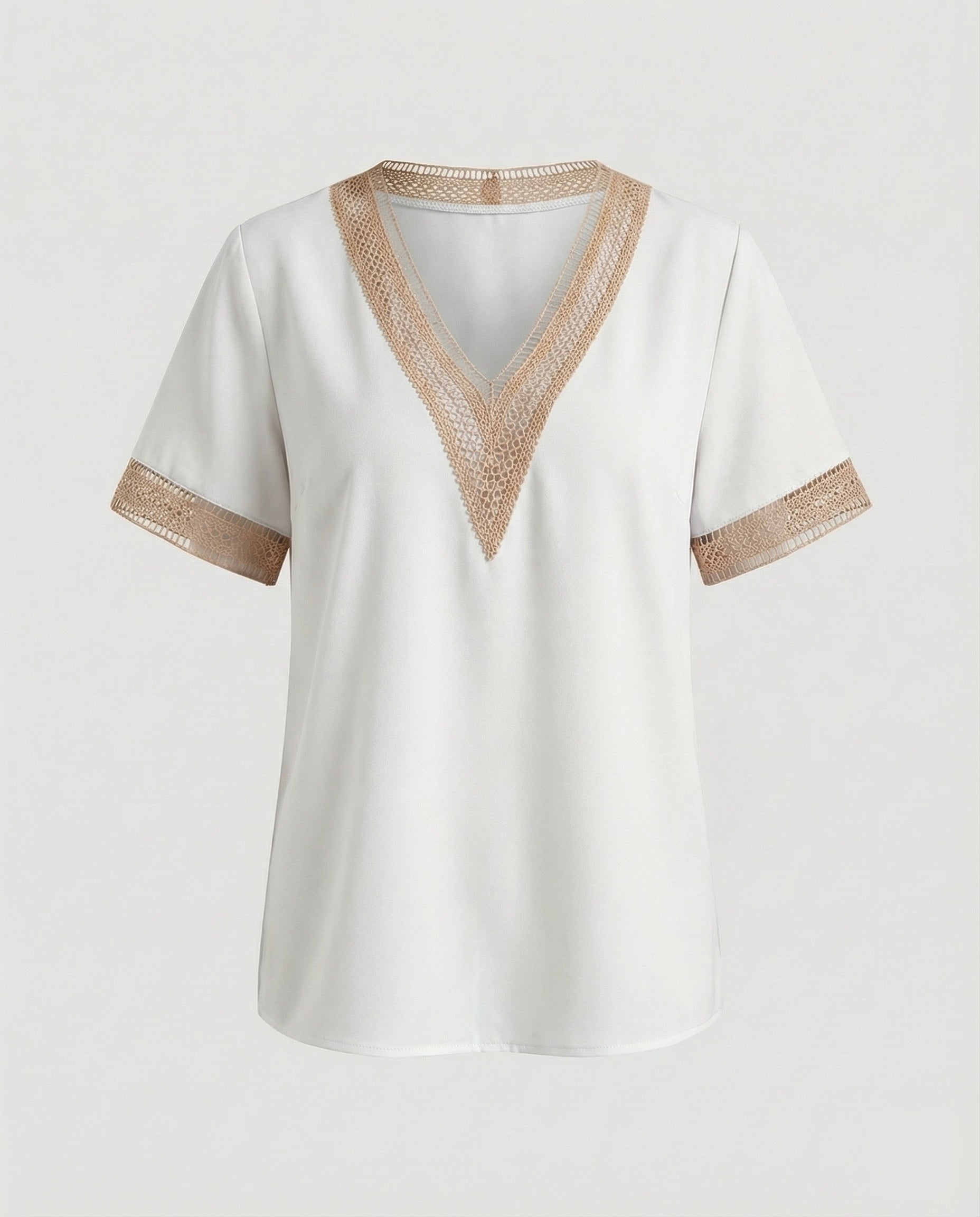 Women's Boxy Crochet Lace Mixed Country Girl Blouse Top