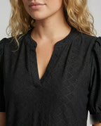 Women's Elegant Jacquard Blend Girl Blouse Shirt - Close-Up Detail