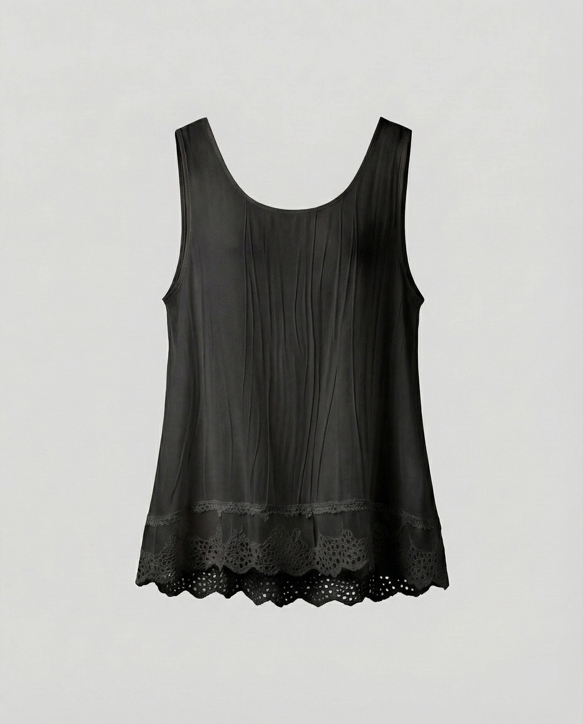 Women's Scalloped Lace Trim Chiffon Sleeveless Blouse Top