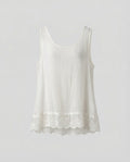 Women's Scalloped Lace Trim Chiffon Sleeveless Blouse Top