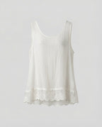 Women's Scalloped Lace Trim Chiffon Sleeveless Blouse Top