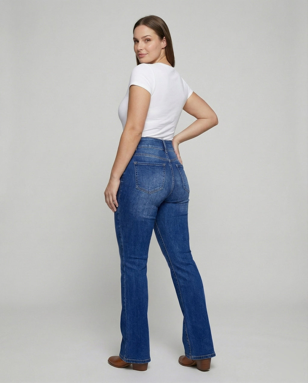 Women's Shaping Bootcut Cut Denim Bootcut Jeans - Back View