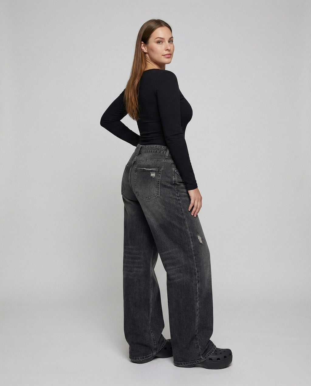 Women's Retro Flare Cut Denim Flare Jeans - Front View