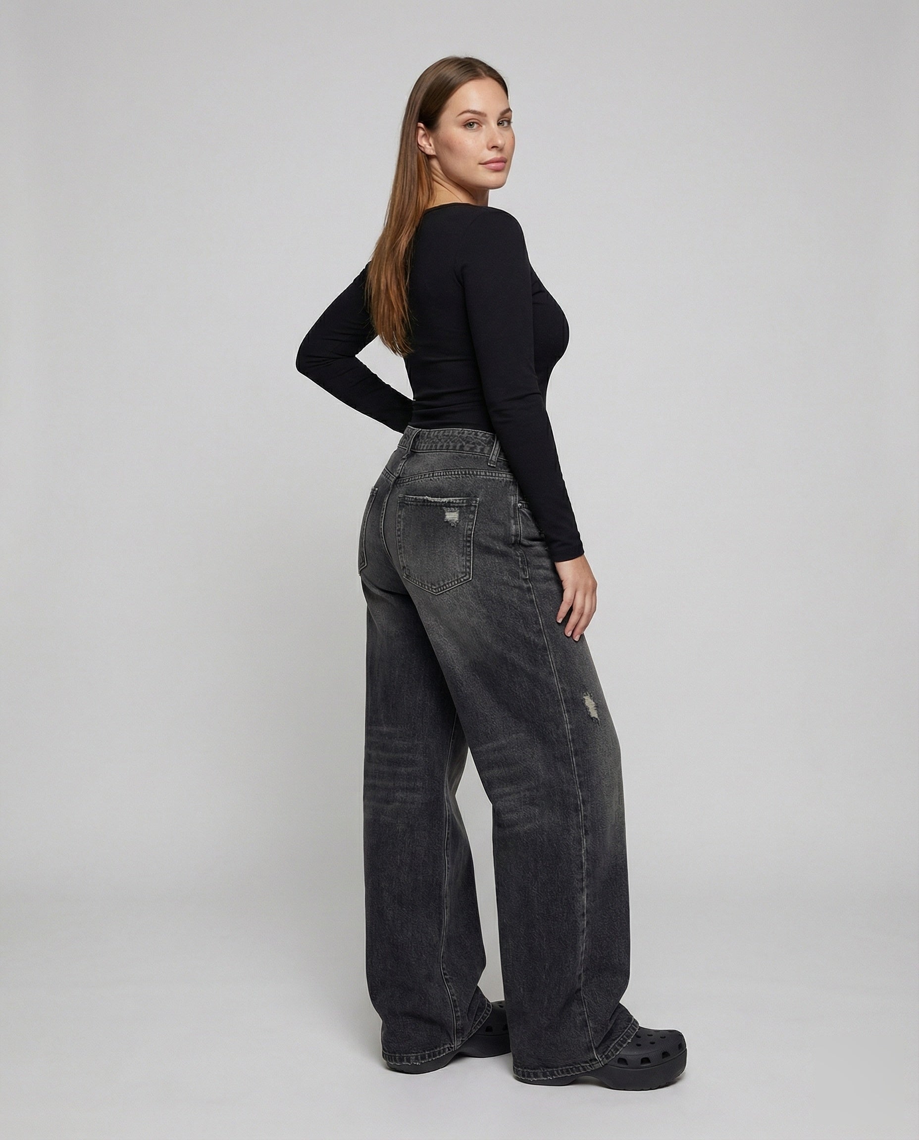 Women's Retro Flare Cut Denim Flare Jeans - Front View