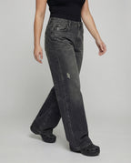 Women's Retro Flare Cut Denim Flare Jeans - Lower Body View