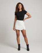 Women's Functional Integrated Inner Shorts Mixed Fabric A-Line Skort - Front View