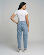 Women's Classic Tapered Denim Denim Pants - Back View