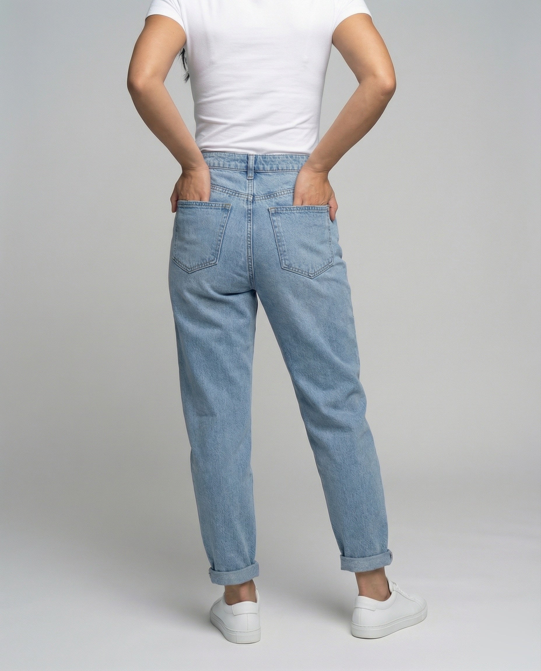 Women's Classic Tapered Denim Denim Pants - Lower Body View