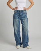 Women's Retro Vintage Skater Look Denim Denim Pants - Lower Body View