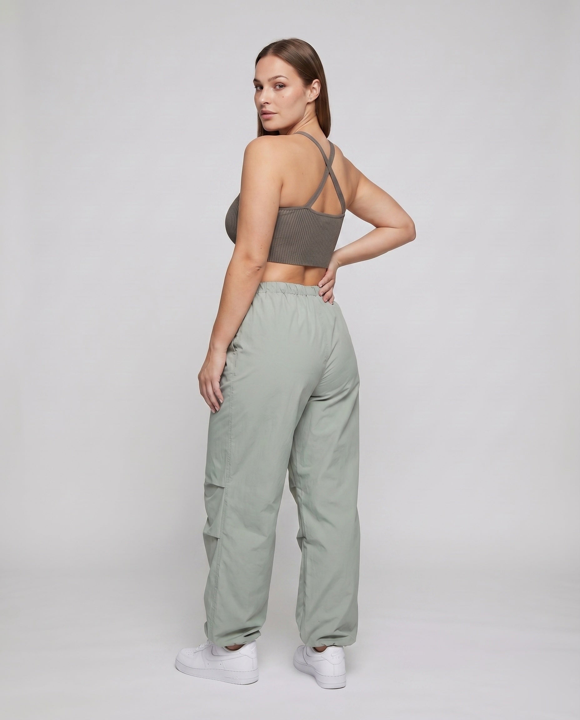 Women's Urban Adjustable Hem Blended Fabric Streetwear Training Pants - Back View