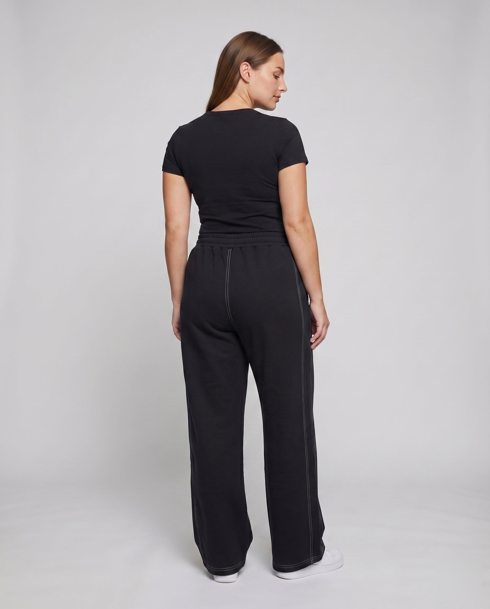 Women's Sporty Contrast Stitch Sweat Sweatpants - Back View