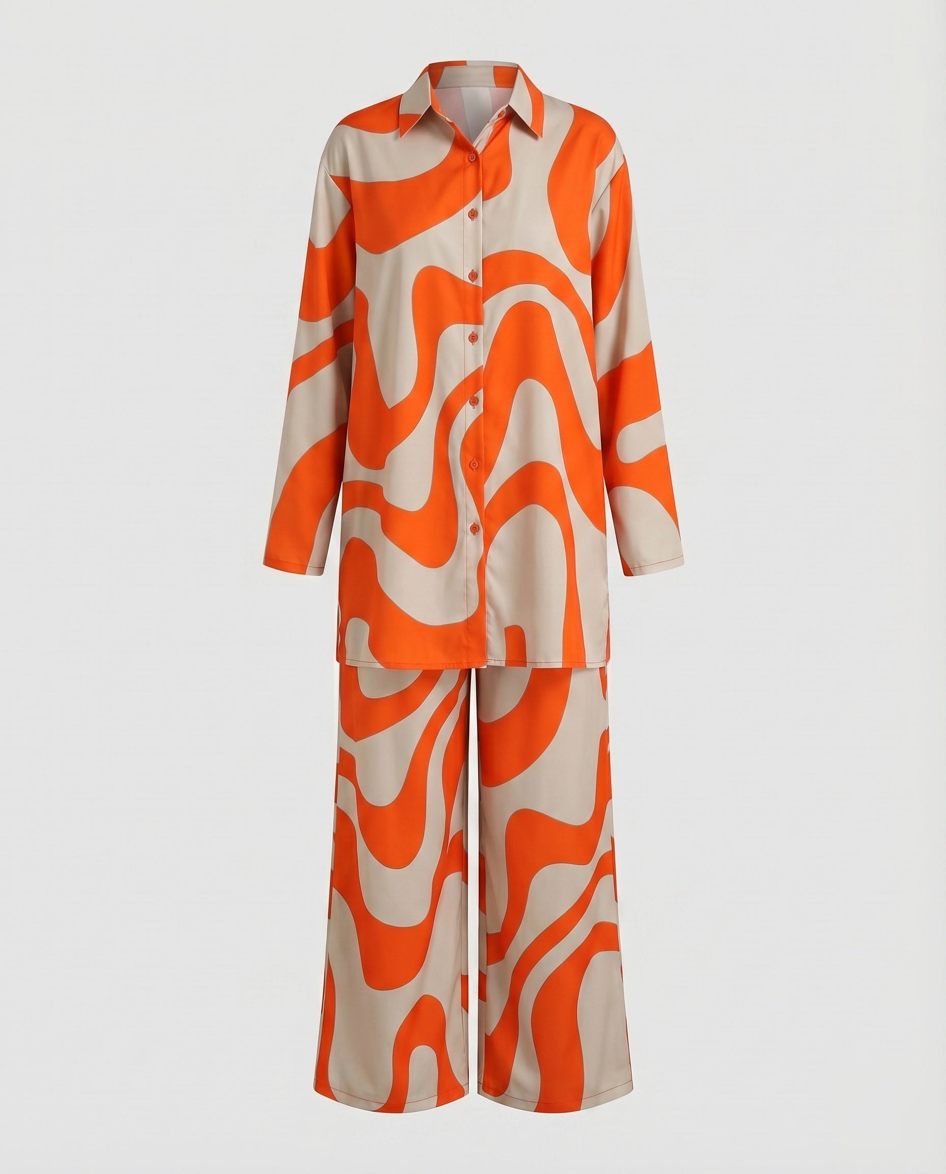 Women's Graphic Graphic Pattern Blended Fabric Long Blouse-Pants Set