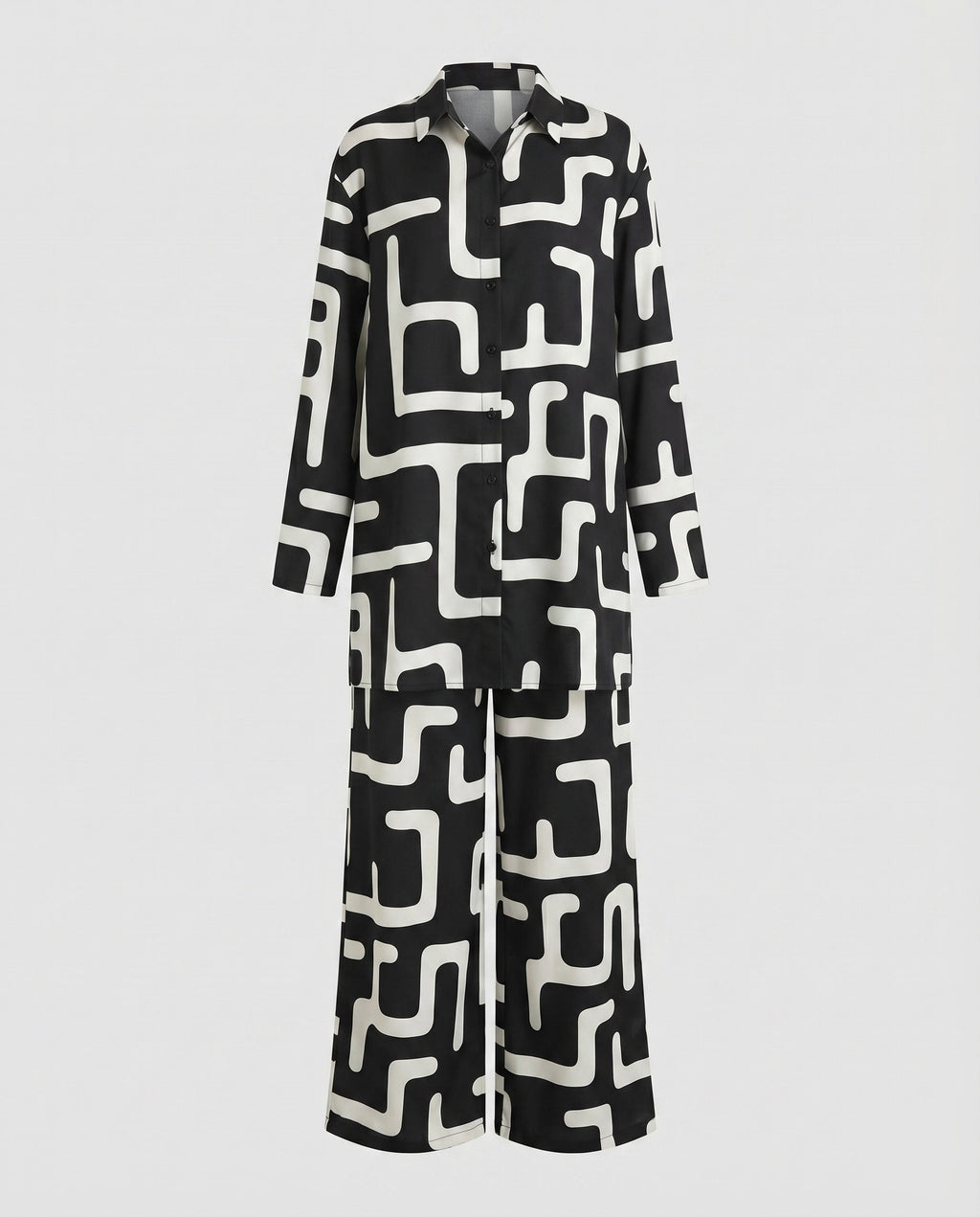 Women's Graphic Graphic Pattern Blended Fabric Long Blouse-Pants Set