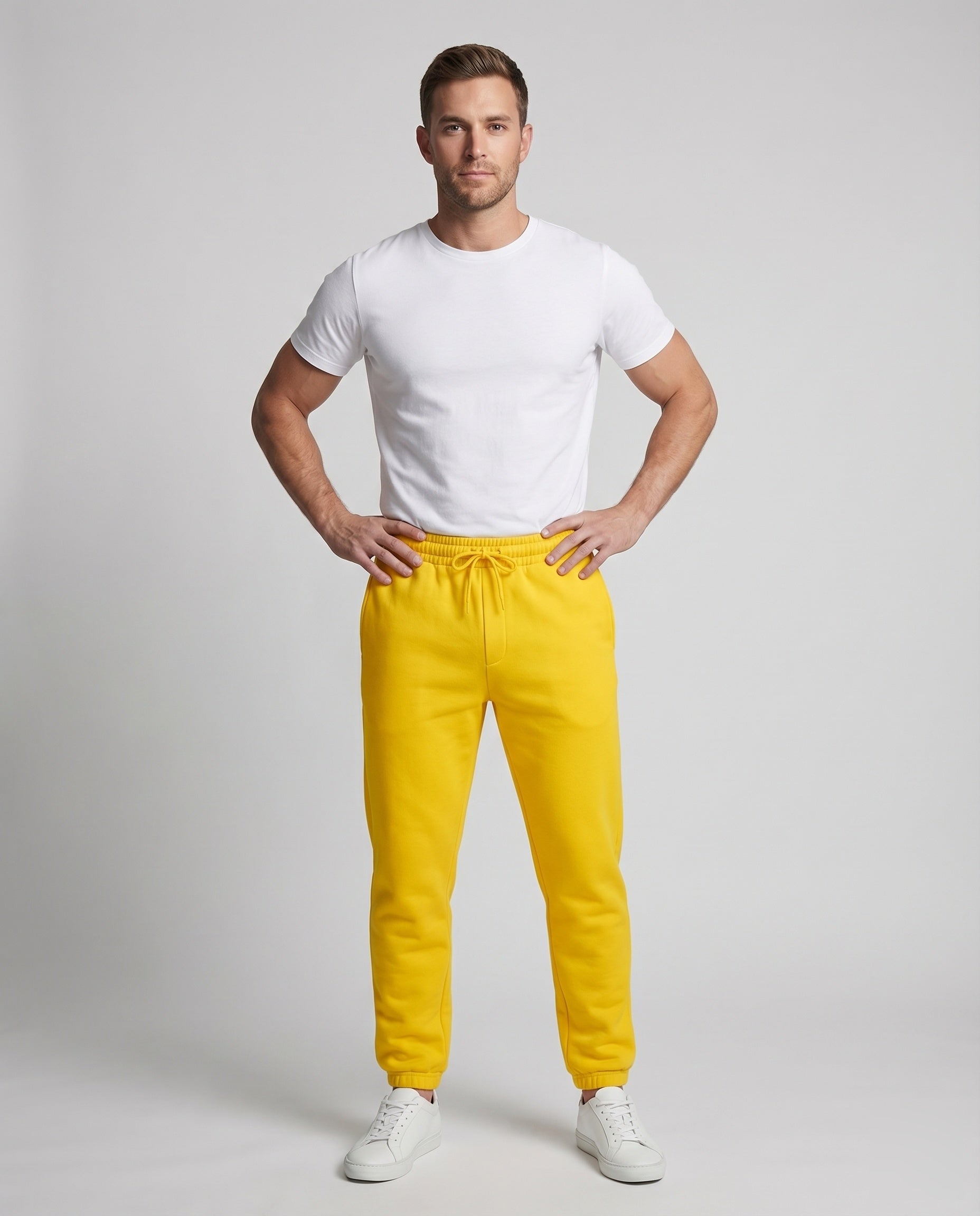 Unisex Sporty Tapered Cuff Sweat Sweat Joggers - Front View