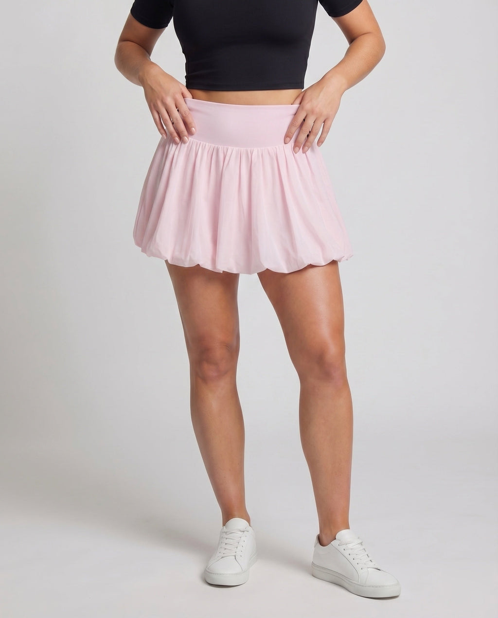Women's Sporty Ballooned Hemline Pleated Pleated Skort - Lower Body View