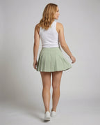 Women's Sporty Flat Waistband Pleated Skort - Back View