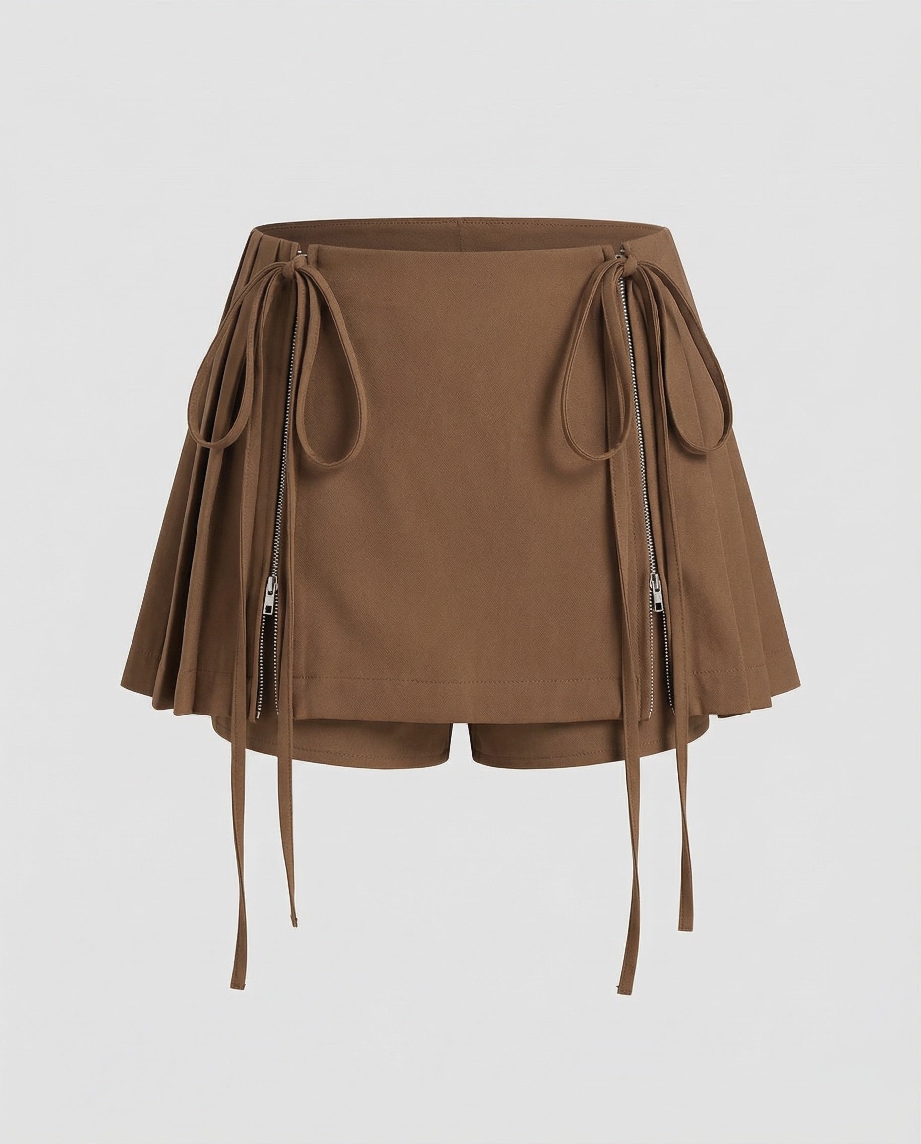 Women's Sporty Visible Front Zippers Pleated Pleated Skort