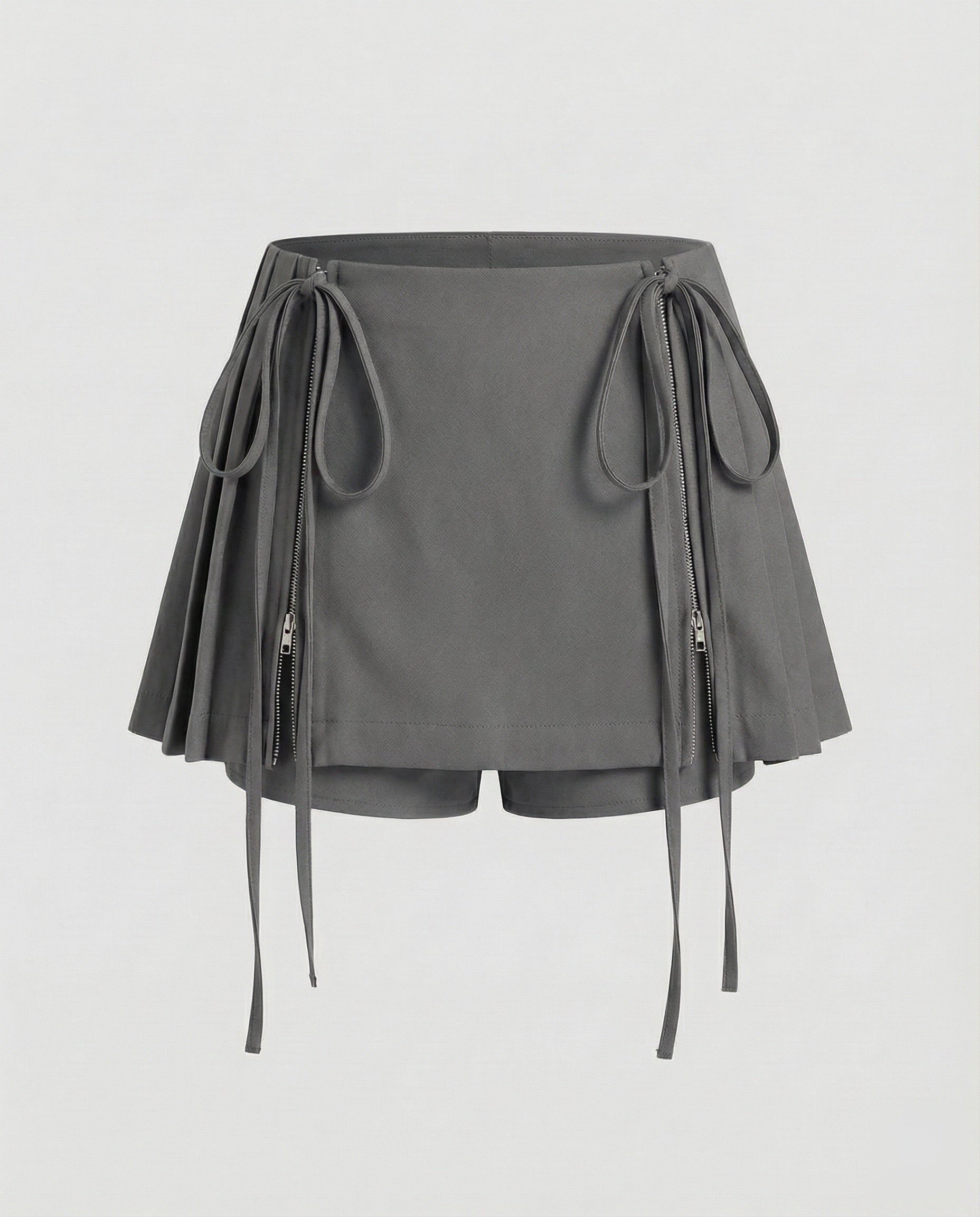Women's Sporty Visible Front Zippers Pleated Pleated Skort