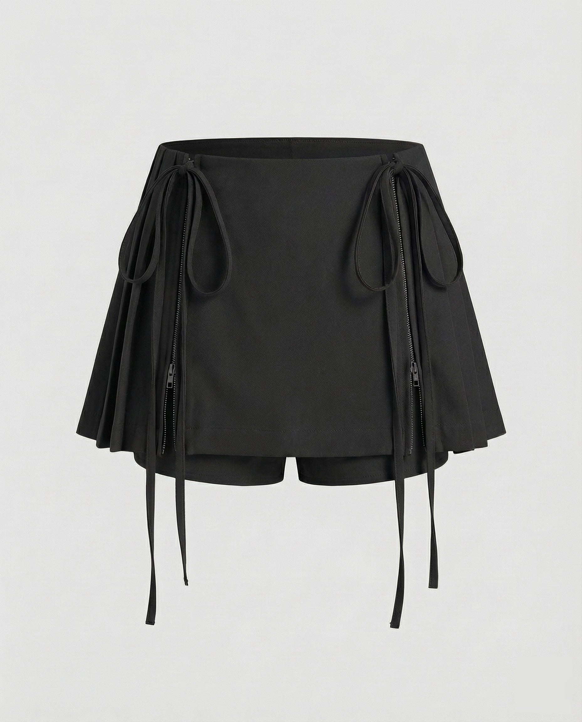 Women's Sporty Visible Front Zippers Pleated Pleated Skort