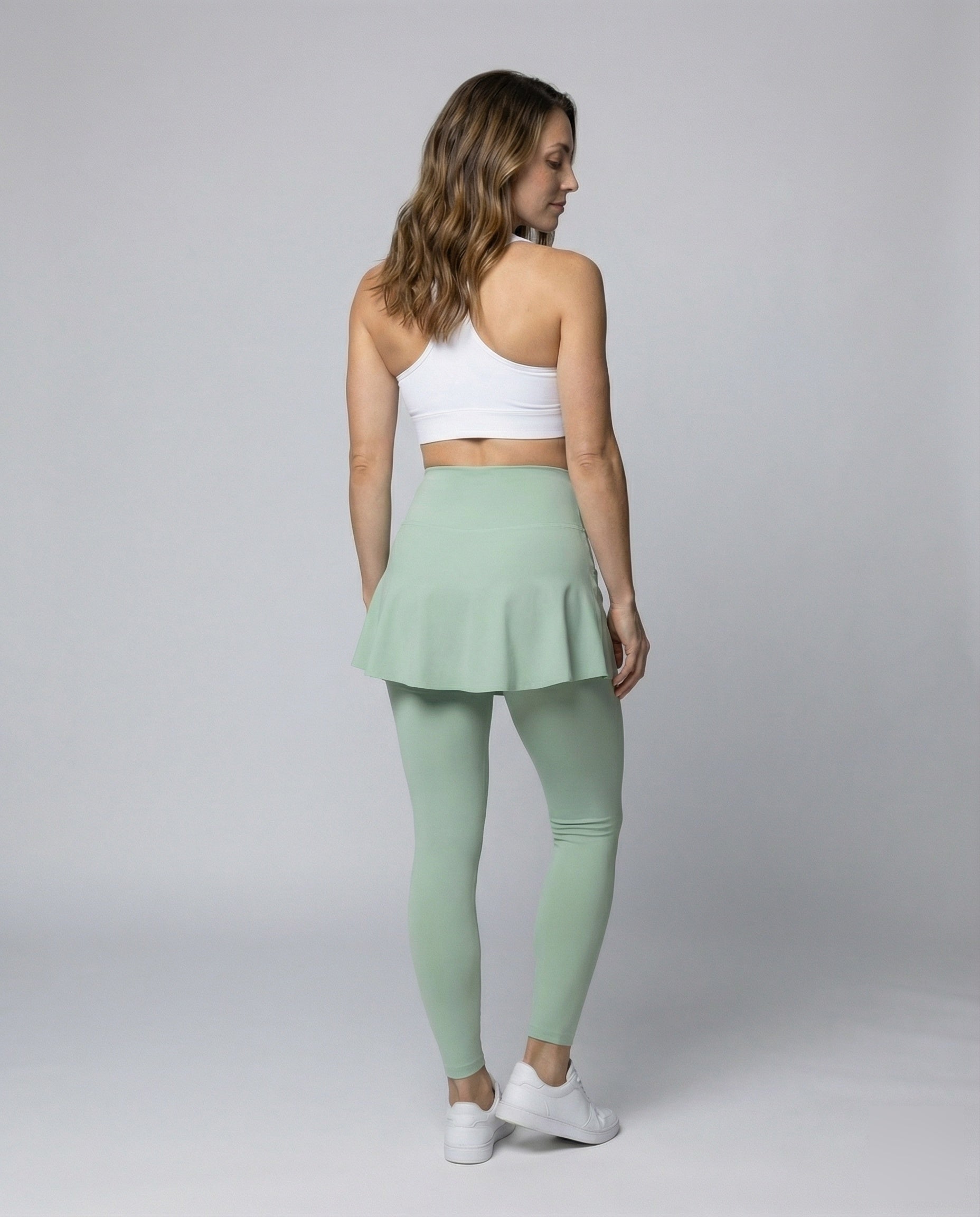 Women's Sporty Hidden Side Pocket Functional Material Sports Leggings - Back View