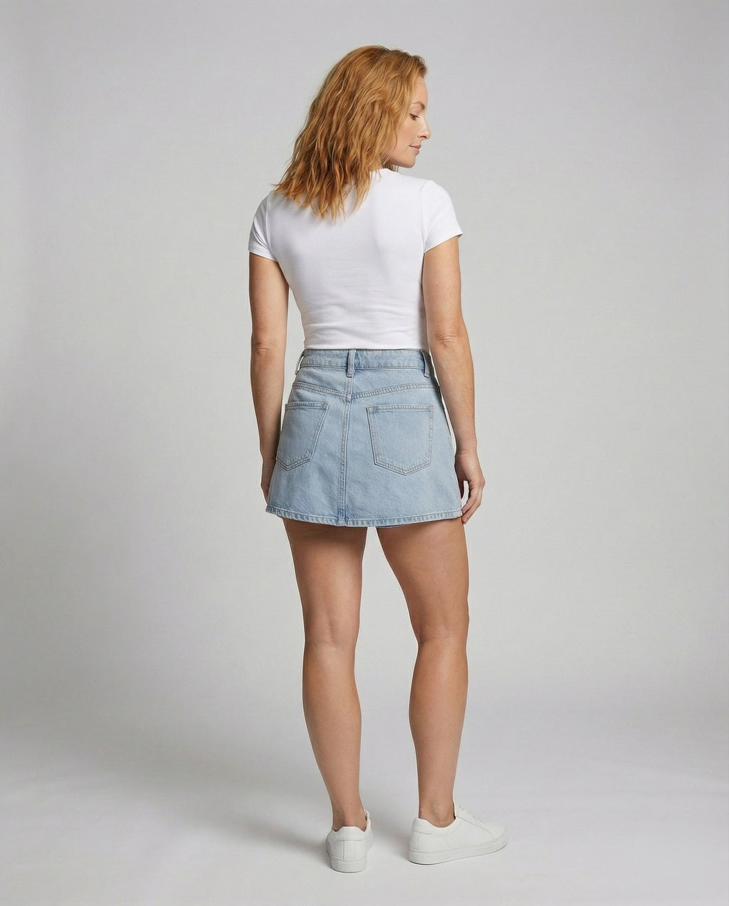 Women's Urban Integrated Stretch-Short Denim Denim Skort - Back View