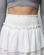 Women's Sporty Integrated Stretch-Short Mixed Fabric Layered Skort - Close-Up Detail