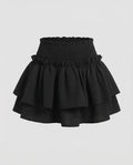 Women's Sporty Integrated Stretch-Short Mixed Fabric Layered Skort
