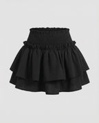Women's Sporty Integrated Stretch-Short Mixed Fabric Layered Skort