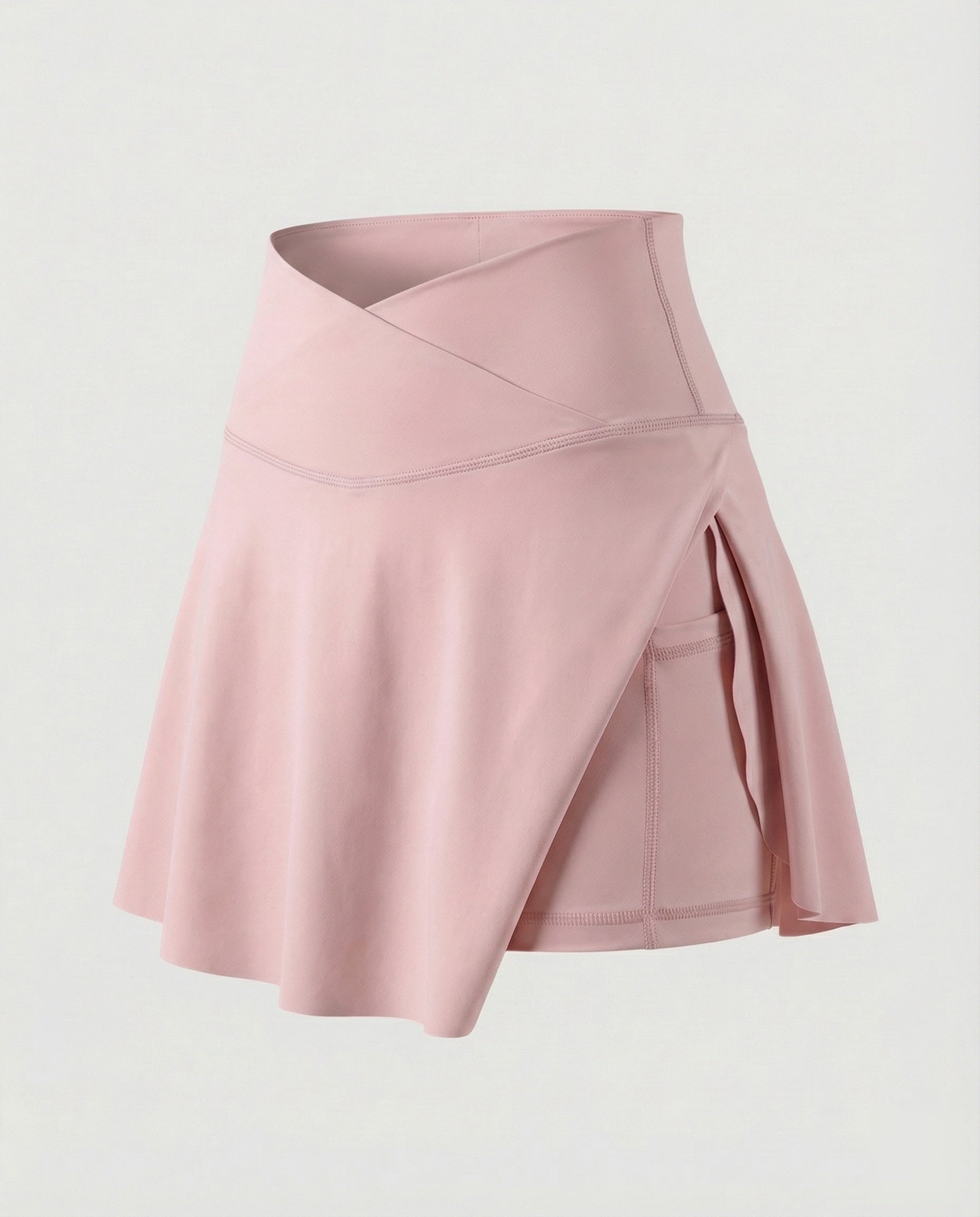 Women's Sporty Concealed Side Pocket Blended Fabric Wrap Skort