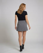 Women's Sporty A-Line Overwrap Mixed Fabric Wrap Skort - Back View