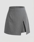 Women's Sporty A-Line Overwrap Mixed Fabric Wrap Skort