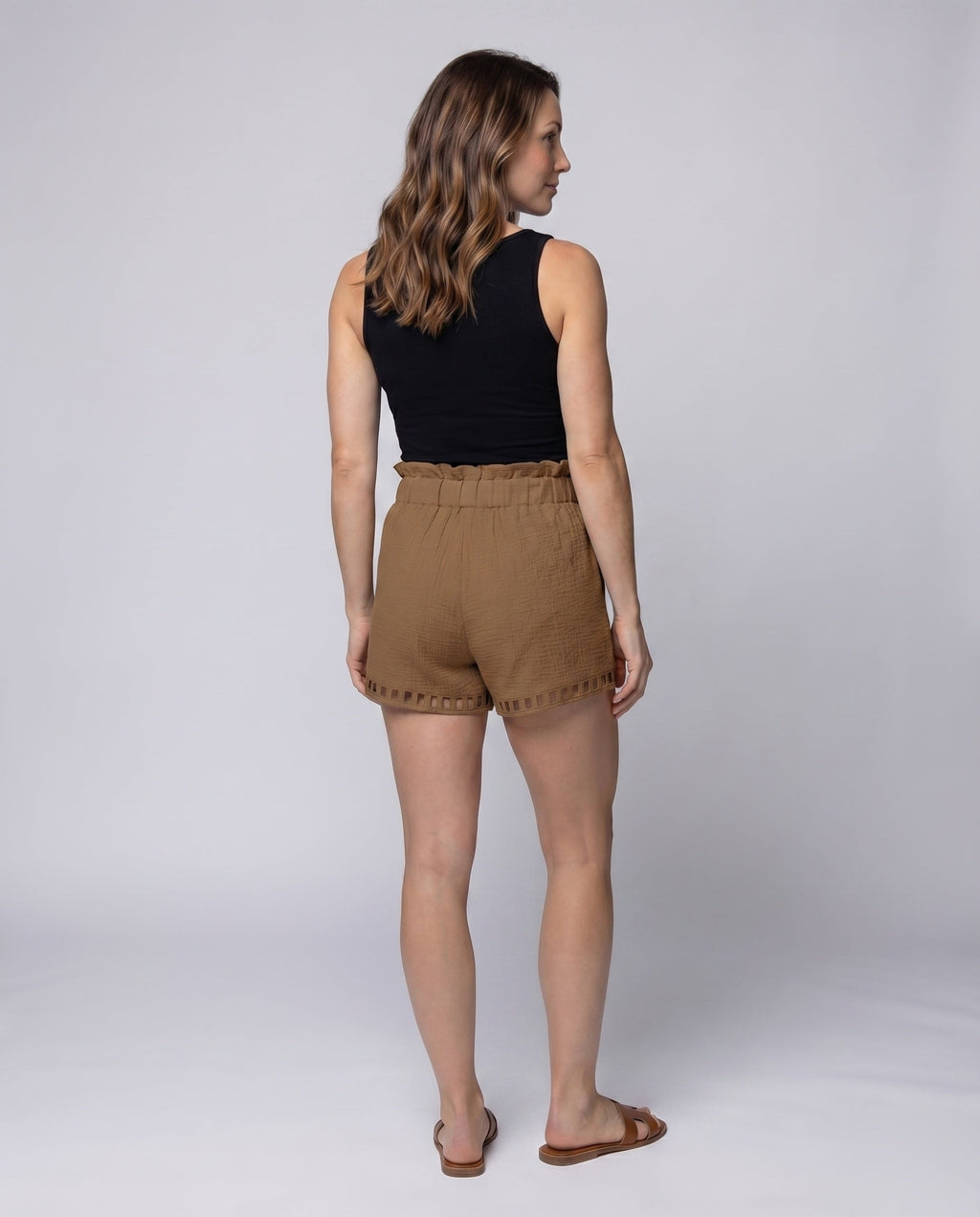 Women's Summer Shorts Ruffle Waist Drawstring - Back View