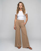 Women's Palazzo Pants High Cuff Wide Leg Flowing - Front View