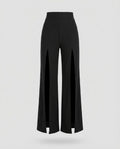 Women's Palazzo Pants Leg Slits Elastic Waist High-Waist