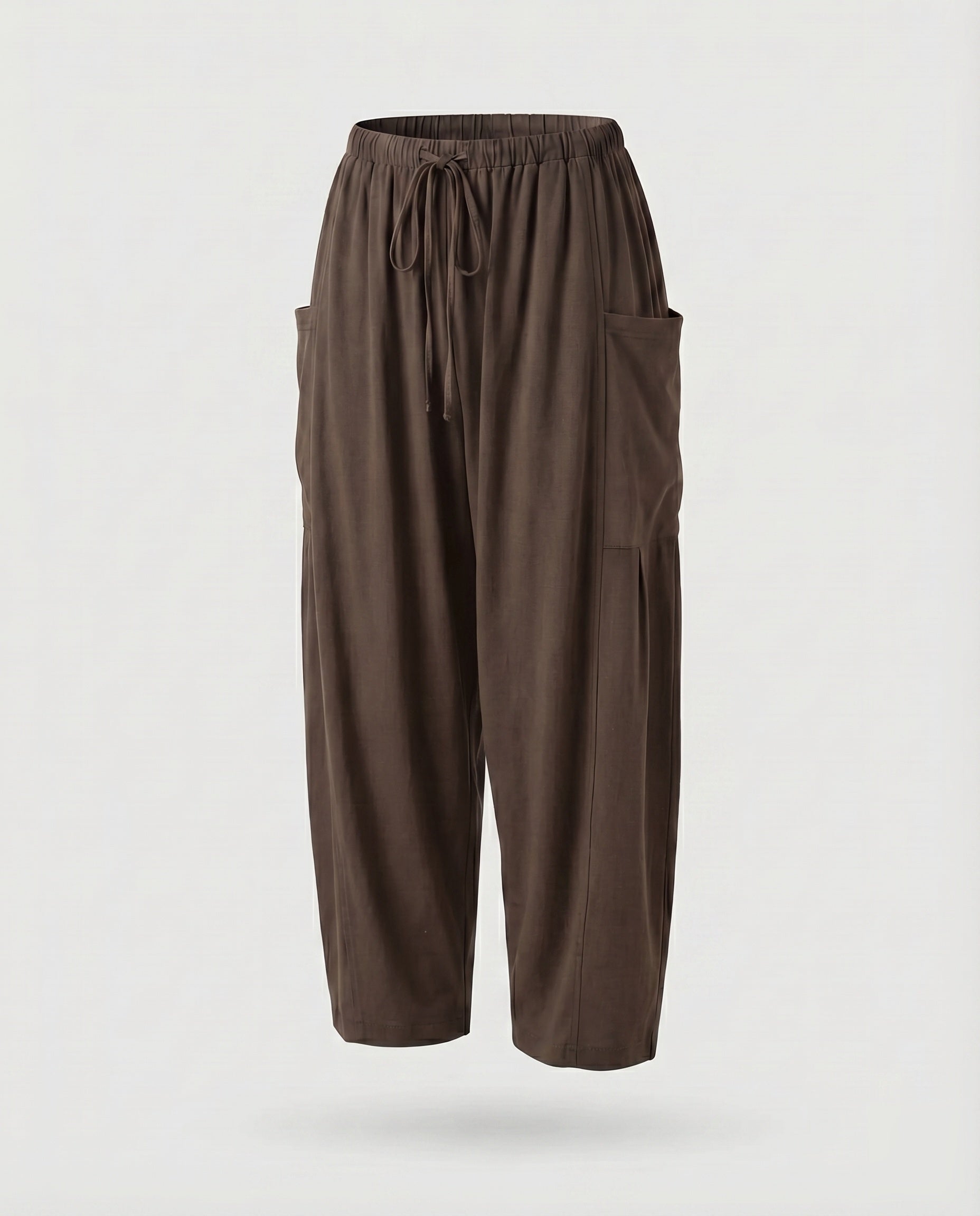 Women's Culotte Pants Linen Mix Drawstring Side Pockets
