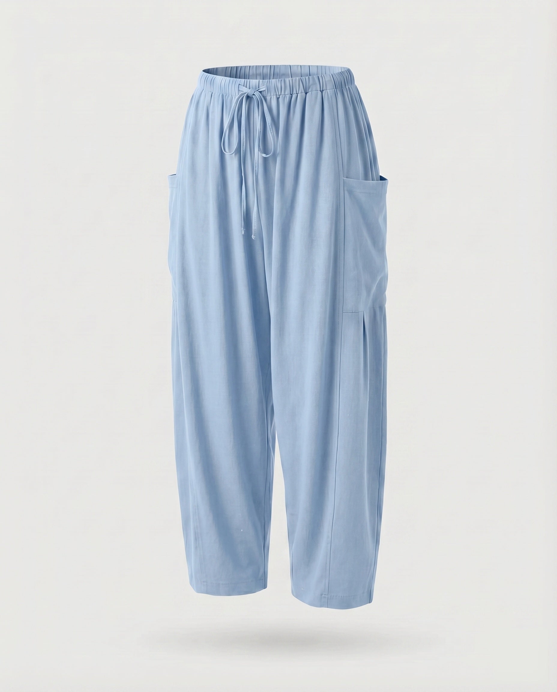 Women's Culotte Pants Linen Mix Drawstring Side Pockets