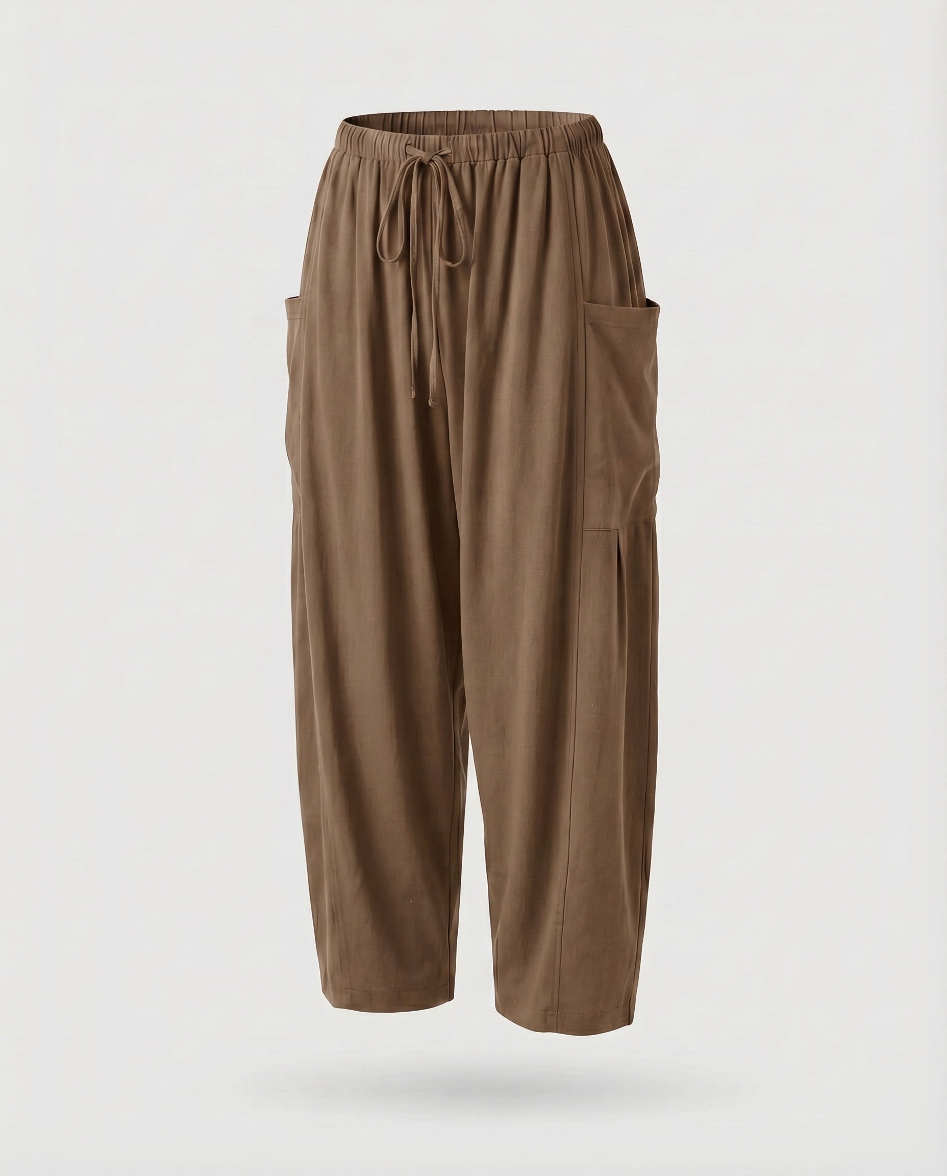 Women's Culotte Pants Linen Mix Drawstring Side Pockets