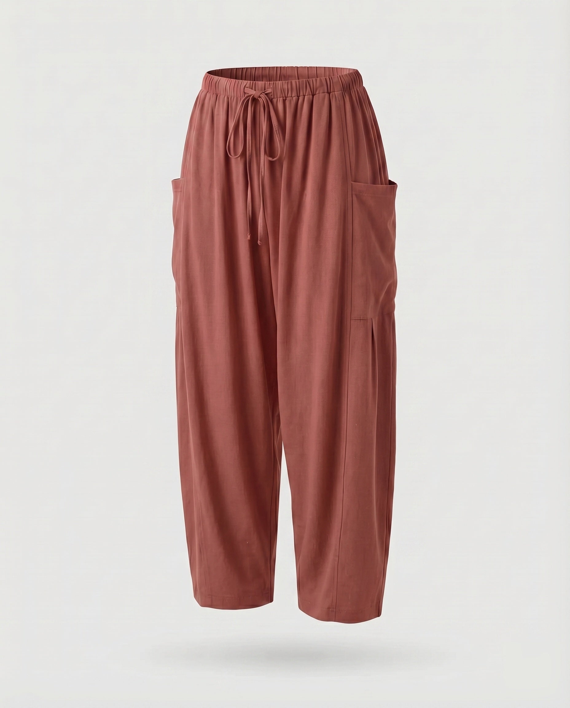 Women's Culotte Pants Linen Mix Drawstring Side Pockets