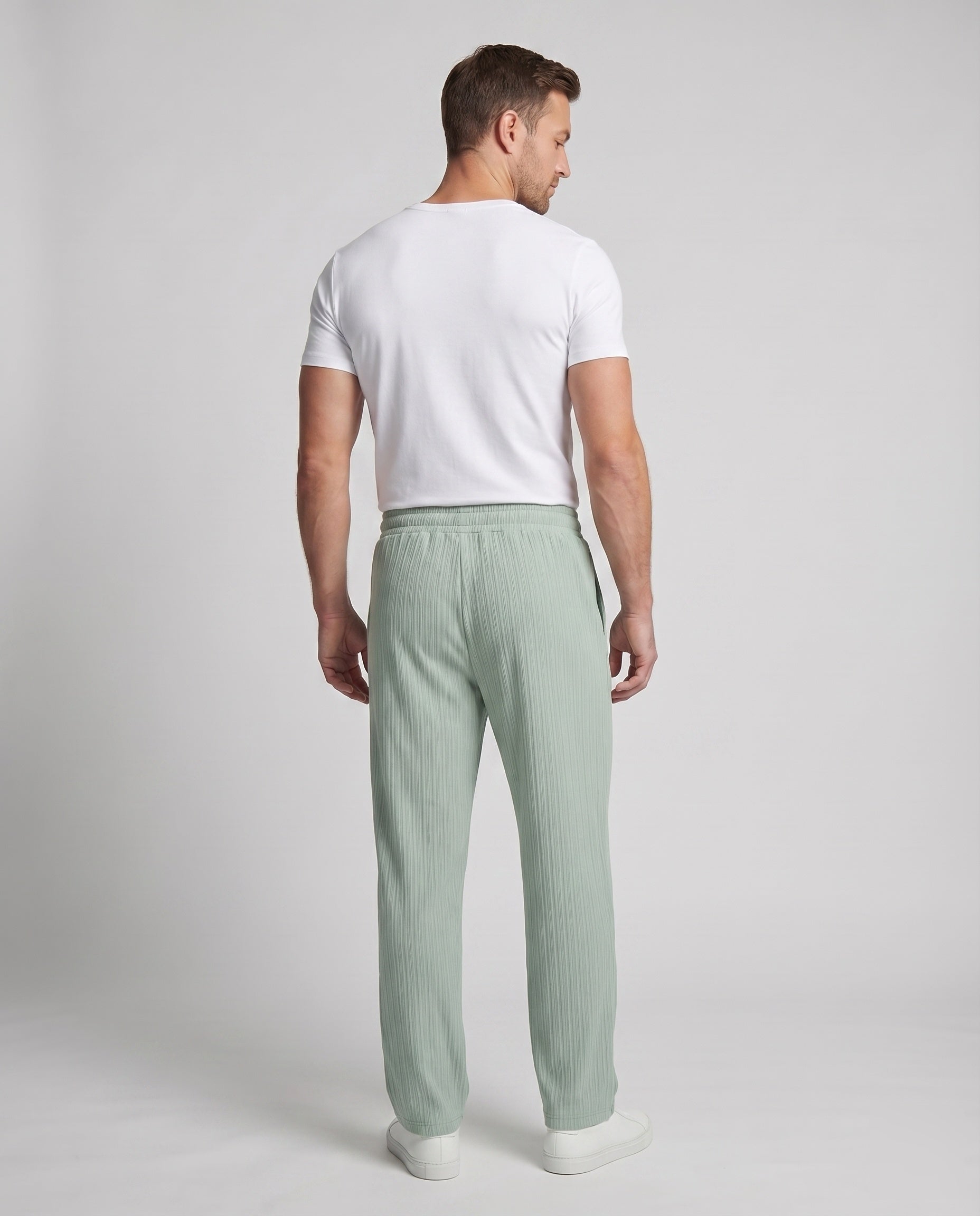 Unisex Sweatpants High Waist Ankle Cuffs Casual - Back View