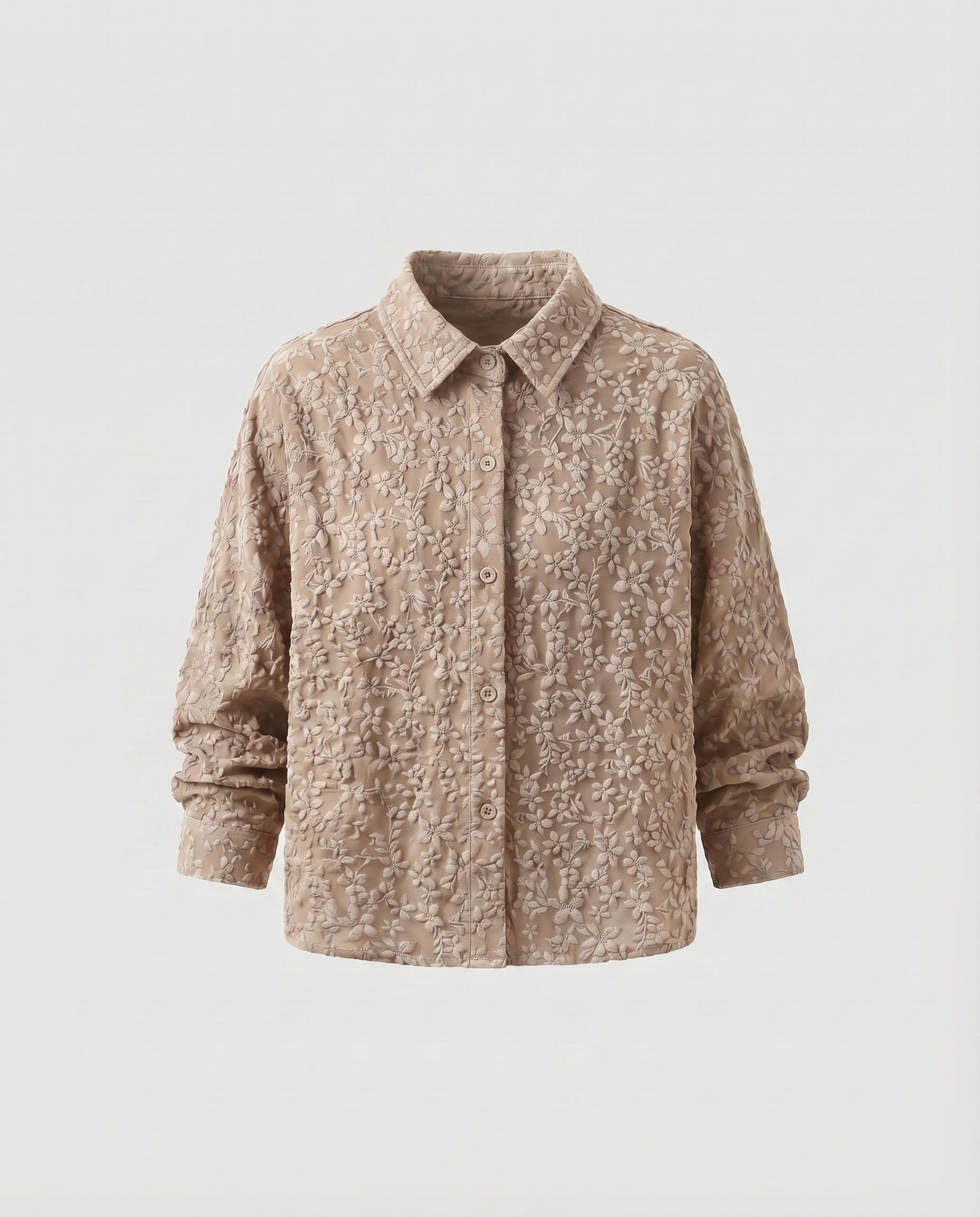 Women's Quilted Short Jacket Floral Jacquard Blouse Style